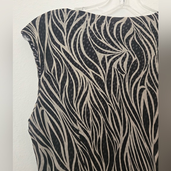 Coldwater Creek Silk Blend Dress Black White Cowl Neck Sleeveless P10 - Picture 3 of 10